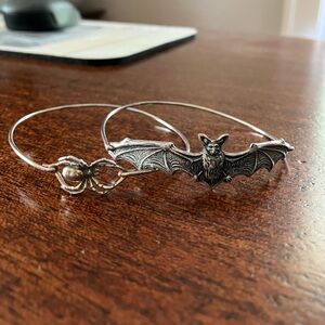 Halloween spider and bat bangle bracelets